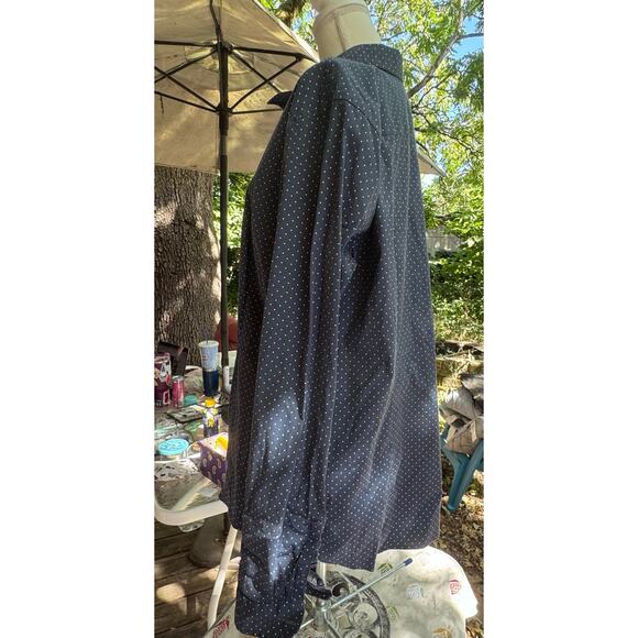 Womens T2XL EDDIE BAUER Blue White Polka Dot Button Down Long Sleeve Dress Shirt - Picture 2 of 6